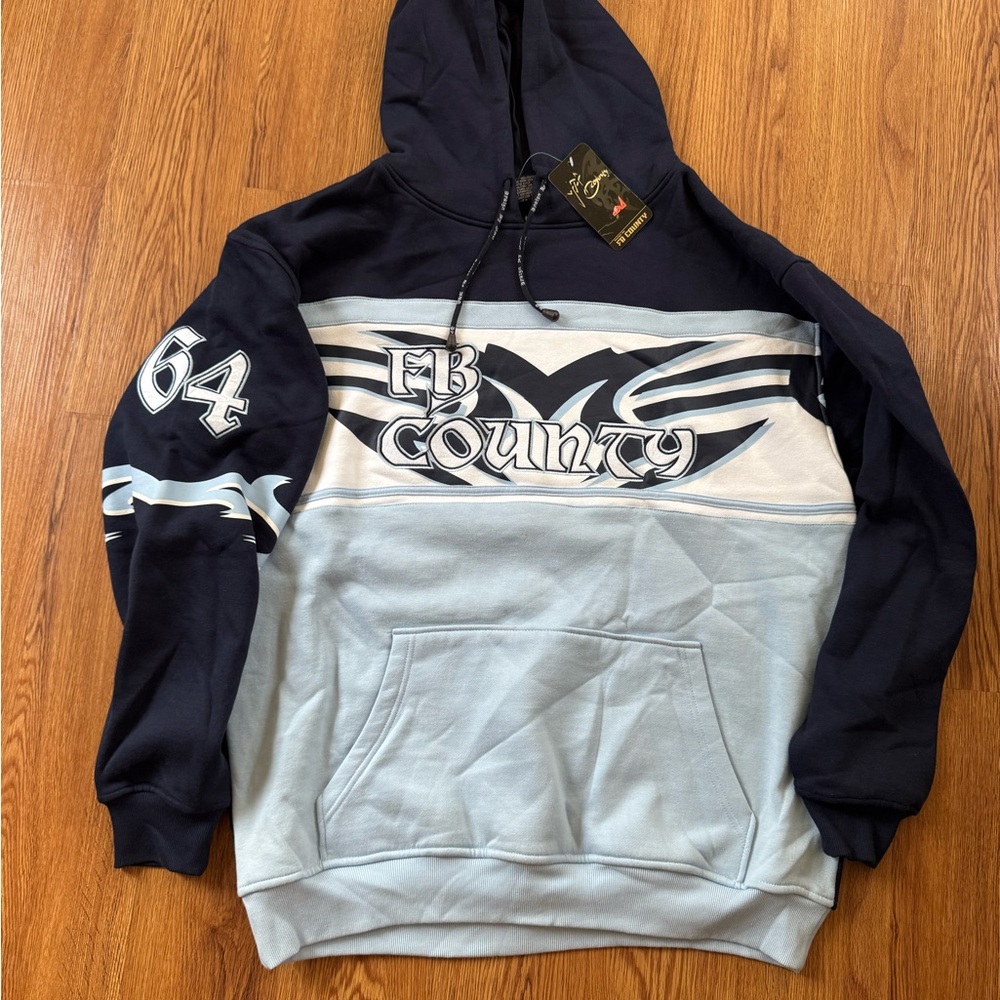 FB County Men's Navy and Baby Blue Hoodie